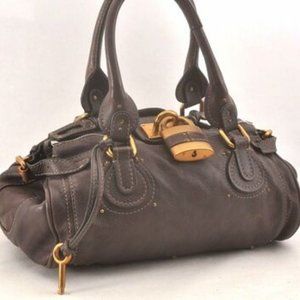 Chloe Paddington Leather HandBag Taupe Grey